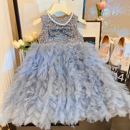 Girls Princess Dresses Summer 2025 Children Birthday Party Dress For Baby Girl Clothes Kids Wedding Outfits Sleeveless Costume 7