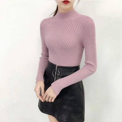 Autumn Winter Turtleneck Sweater Women Basic Slim Pullover Women Sweaters And Pullovers Knit Jumper Ladies Tops 2025
