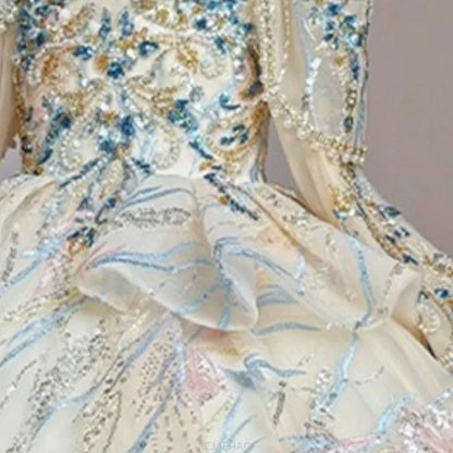 Girls Summer Party Dress Puffy PrincessFlower Pageant Host Formal Gown Girl Outfit Piano Recital Performance Birthday Wedding