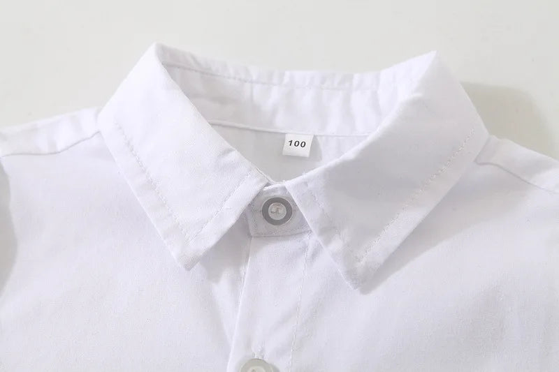 Summer Baby Boys Party Dress Suit Cotton Short Sleeve With Shirt + Belt Shorts 2PCS Outfits Kids Boys Gentleman Clothes Sets