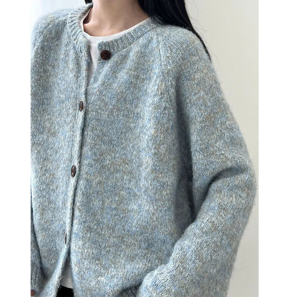 2025 Women Winter Warm Sweater O-Neck Colorful Wool Blend Knitted Cardigans Coat Autumn Clothes Tops For Women Sweater