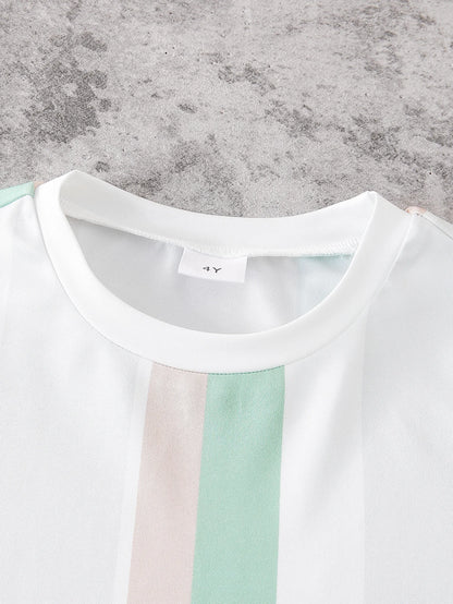 Boys Summer Striped Short Sleeve Two-Piece Set Kids Clothing