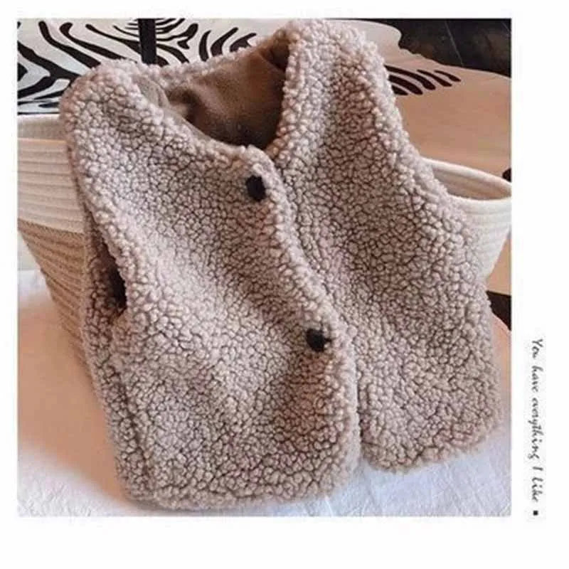2025 New Winter Thickened Lamb Fur Vest Children's Warm Waistcoat Autumn 2-6 Years Girl's Thermal Coat New Boys Solid Clothes