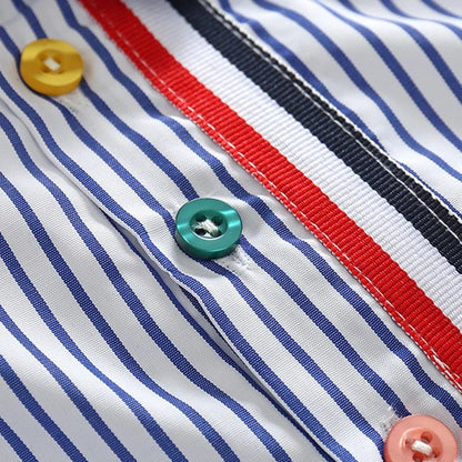 Summer Boys Clothing Sets Cotton Striped Short Sleeve Shirt Pants 2Pcs Suit For 2-6 Years Kids Casual Outfits Gentlemen Suit