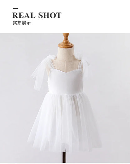 Flower Girl Dresses Pink Tulle Puffy With Bow Sleeveless Toddler Girls Baptism Wedding Birthday Party Dress Leisure Frocks