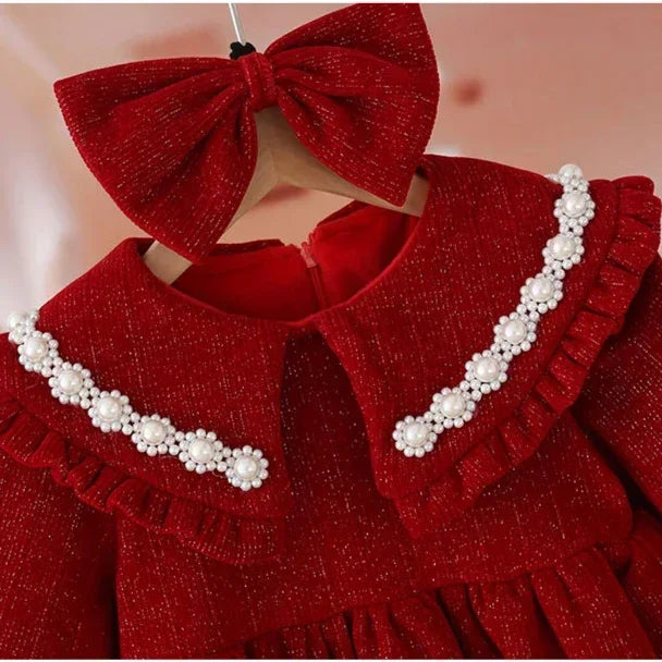 Girls Dress Autumn and Winter New Childrens Princess Baby Winter Velvet Dress Kids Clothes  baby girl dress without bow
