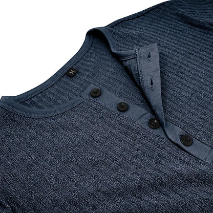 Summer Trend Men's Short Sleeve Casual T-Shirts Solid Henley Neck Button Up Pullover Tops Spring Turn Down Collar Basic Shirt