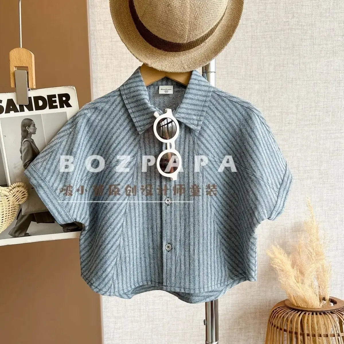 Boys Summer Clothes set 2025 New Handsome and Simple Striped Short Sleeved Shirt Shorts Casual Wear Loose Calf-Length Pant 2-10Y