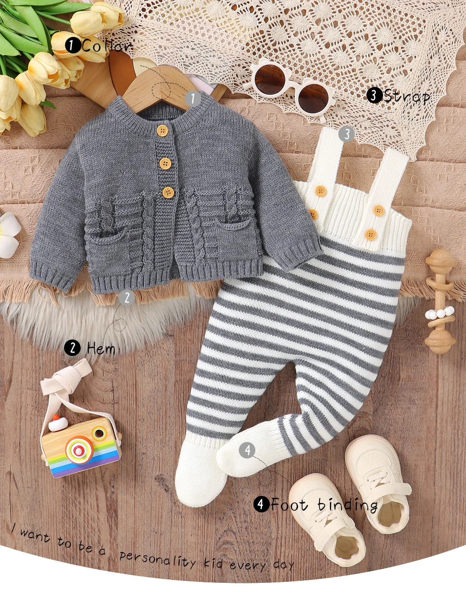 Winter Baby Clothes Set Autumn Casual Long Sleeve Knitted Infant Boys Girls Sweaters Cardigans+Rompers Outfits 2pcs Toddler Wear