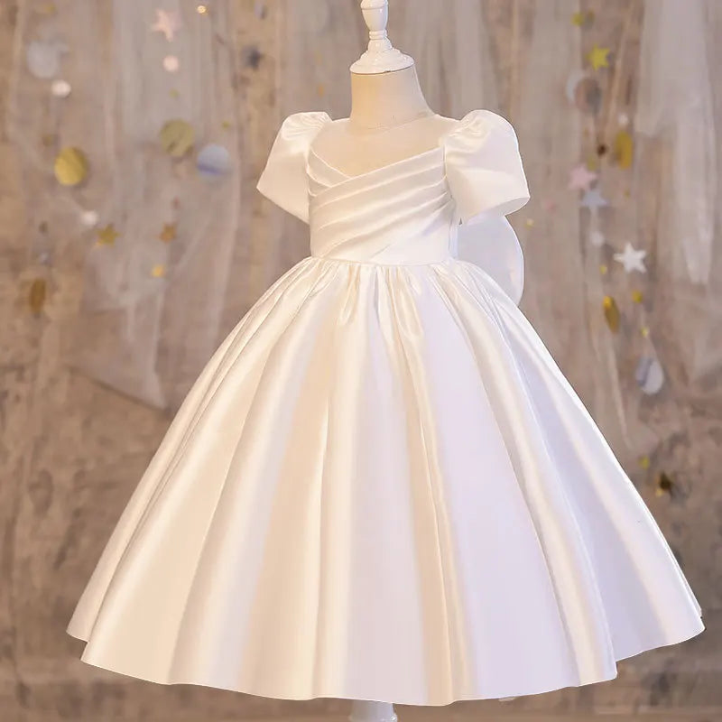 Girls Party Dresses Summer Luxury Elegant Bow Princess Dress Kids Baptism Lace Wedding Vest Birthday Evening Clothes 1-16 Year