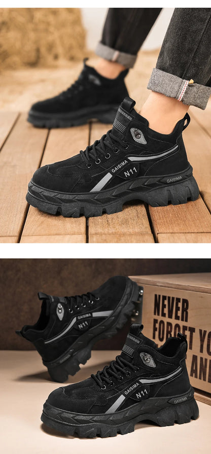 Men's Work Shoes 2025 New Breathable Slip-On Anti-Slip Wear-Resistant Casual Sports Shoes Thick Bottom Labor Protection