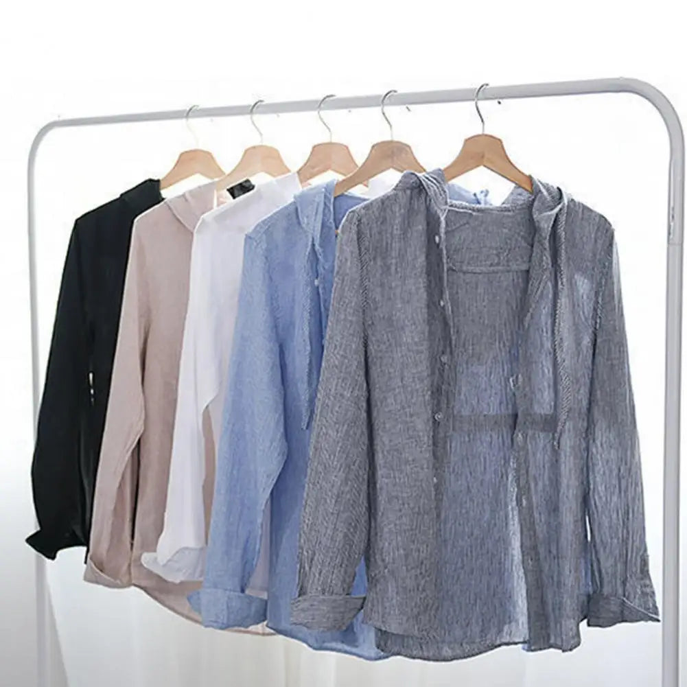 Men Summer Shirt Sun Anti UV Long Sleeve Hooded Drawstring Single breasted Soft Loose Breathable Cardigan Coat Top