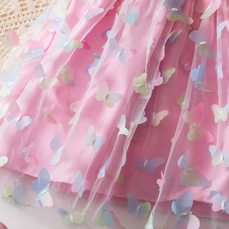 Baby Girl Party Princess Dress Summer Toddler 3d Fairy Butterfly Wings Sleeveless Tulle Sling Dress Children Birthday Party Gown