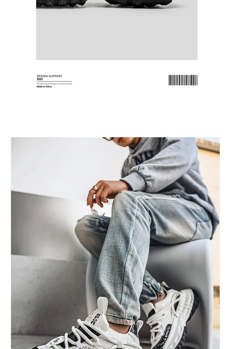 New Thick Soled Height Increasing Men's Casual Shoes 2025 Spring Color Blocked Comfortable Fashion Trend Low Cut Chunky sneakers