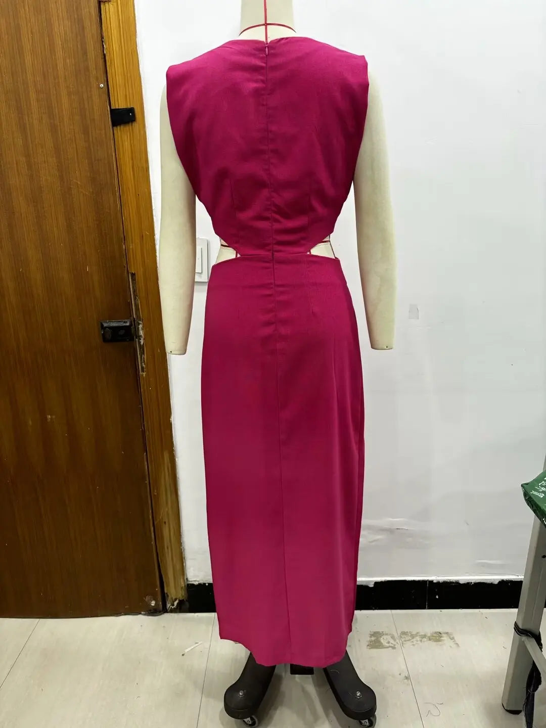 Summer Dress For Women 2024 Solid Waist Hollow Out O-Neck Sleeveless Slit Long Dresses Wild Casual Beach Woman Even Dress