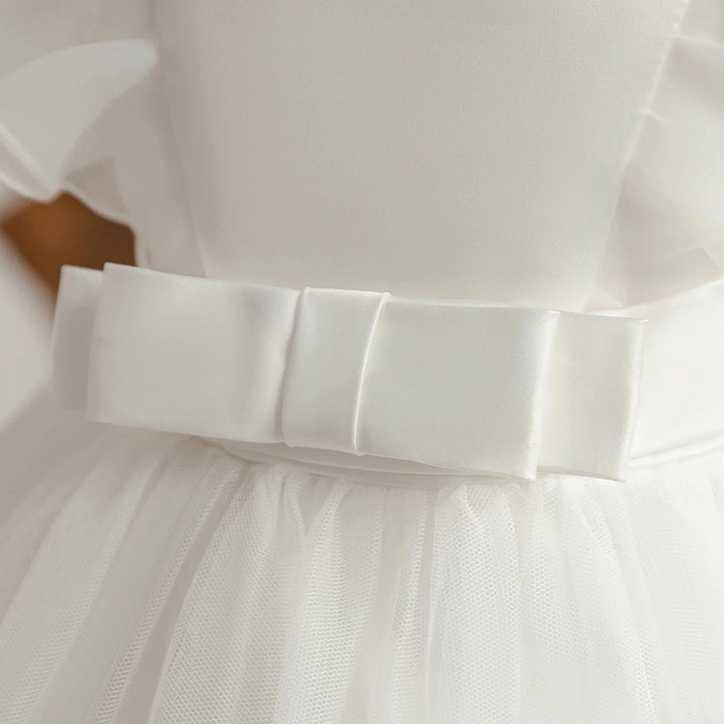 Elegant Party Dresses For Flower Girls Flying Sleeves Bow Puffy Princess Dress For Children Birthday Wedding Baptism Prom Gown