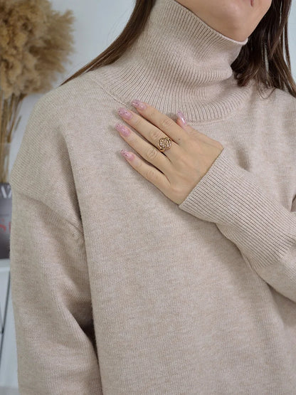 Winter Clothes Brown Sweaters Women Oversize Turtleneck Warm Pullovers Thick Sweaters For Women Oversized Sweater White Jumpers
