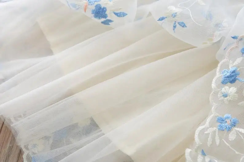 Girls Dress Summer Clothes Hanfu Fashion Children's Vintage Net Yarn Dress Kids Girls Dresses for School Wedding of 12 Years Old