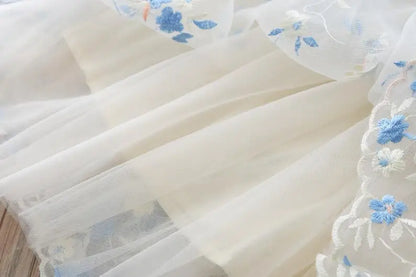 Girls Dress Summer Clothes Hanfu Fashion Children's Vintage Net Yarn Dress Kids Girls Dresses for School Wedding of 12 Years Old