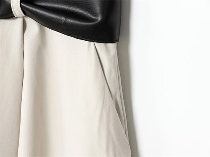 Women's Dress Summer 2025 New Color-blocked Sleeveless Belt Embellished Dress Long Dress Casual Fashion Temperament Elegance