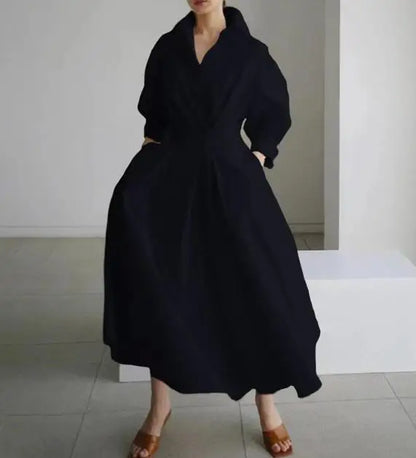 Temperament Summer Dresses for Women 2023 Fashion Leopard Print Long Sleeve Commuter Polo Large Swing long Elegant Dress Clothes