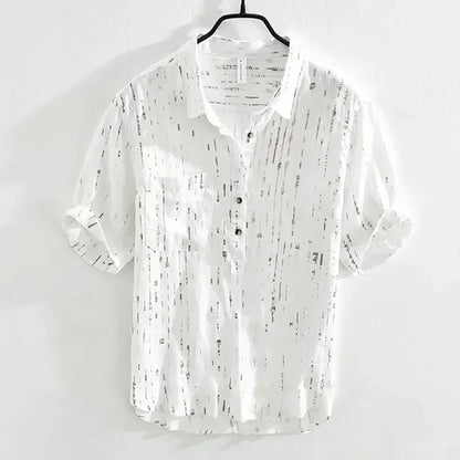 Summer Men Clothing 2025 New Fashion Casual Versatile Shirt Short-sleeved Top Loose Printed Thin