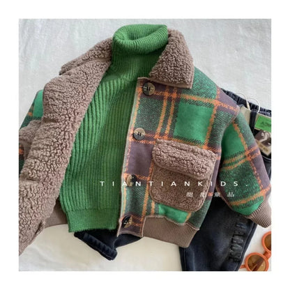 Autumn Winter Kids Boy's Clothes Baby Outfits Lamb Wool Cardigan Jacket Outerwear For Boys Baby Clothing Jackets Coats