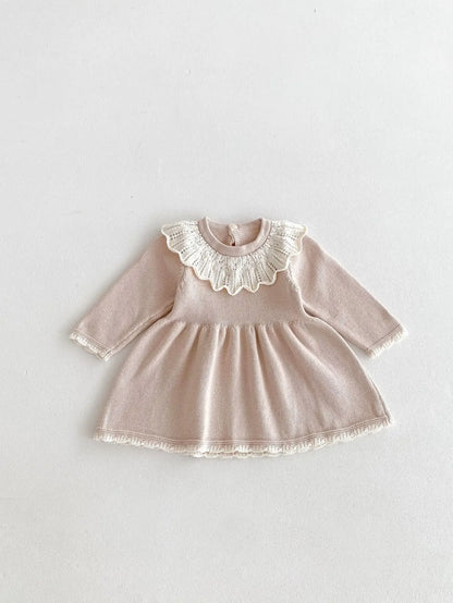 Dress for Baby Girls Soft Knitted Dress Autumn Winter Sweet Pink Princess Dress Girls Sweater Casual Baby Girl Clothing
