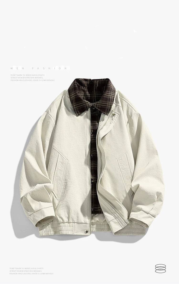 Winter Men's Jacket Trendy Durable Windproof motorcycle jacket Versatile Vintage Style Collar   Men's Coat