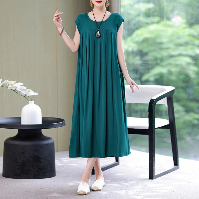 New Fashion Summer Dress For Women Sundress 2025 Casual short sleeve dress Print Female O-Neck Robe Oversize Bohemian dresses