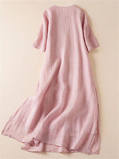 Summer Print Vintage Dresses For Women 2025 New Casual Long Thin Breathable Dress Femme Robe Office Lady Work Elegant Clothing