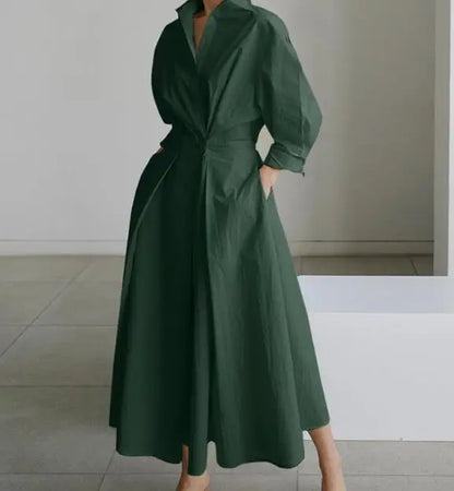 Temperament Summer Dresses for Women 2023 Fashion Leopard Print Long Sleeve Commuter Polo Large Swing long Elegant Dress Clothes