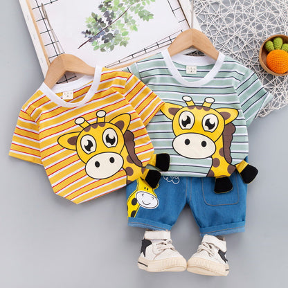 Summer Children Boys Clothing Kids Cartoon T-Shirt Shorts 2Pcs/Set Toddler Leisure Sport Suits Baby Cotton Tracksuits 0-5 Years