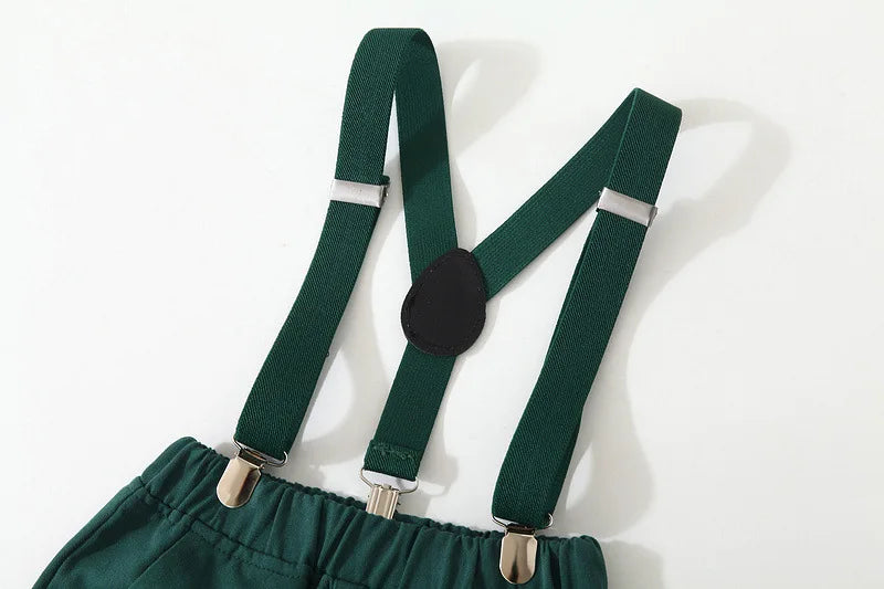 Summer Baby Boys Party Dress Suit Cotton Short Sleeve With Shirt + Belt Shorts 2PCS Outfits Kids Boys Gentleman Clothes Sets