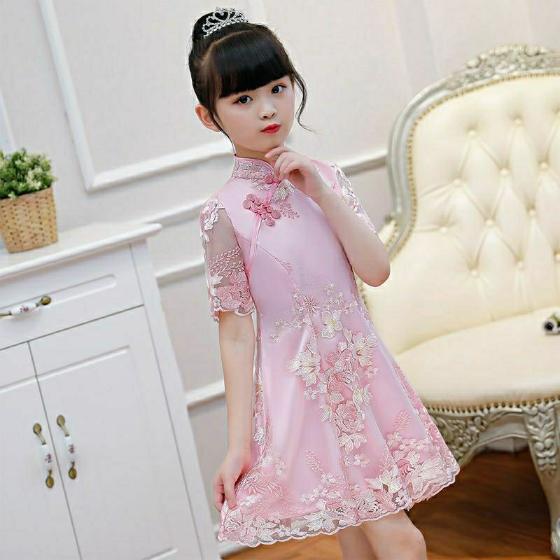 Girls Dress Summer Clothes Hanfu New Fashion Children's Vintage Net Yarn Dress Kids Girls Dresses for School Wedding of 12 Years