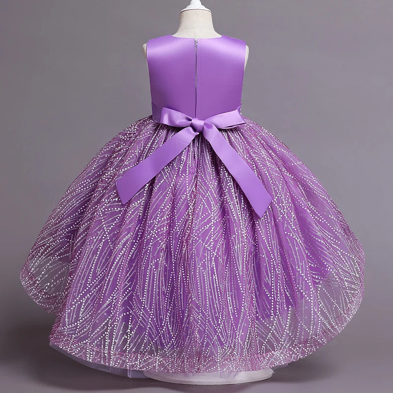 Girl's Ceremonial Dress Summer Mid-Calf Sleeveless Trailing Skirts Children's Dresses For Wedding Evening Party