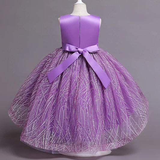 Girl's Ceremonial Dress Summer Mid-Calf Sleeveless Trailing Skirts Children's Dresses For Wedding Evening Party