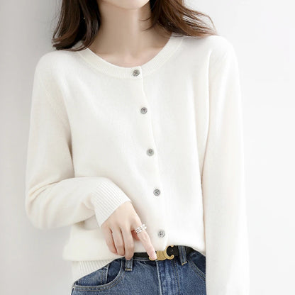 Women Autumn Winter Single-Breasted O-Collar Cardigan Vintage Long Sleeve Knitting Sweaters Casual Loose Versatile Streetwear