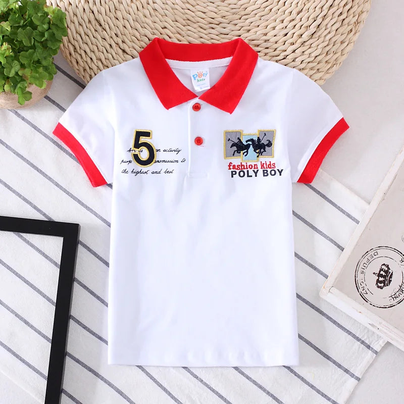 Boys Summer T-Shirt Short Sleeve Kids Polo Shirts for Boys Children Patchwork Tees Baby Tops girls Clothes for 3-7year Shirt Top
