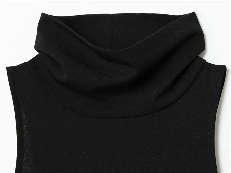 Women's Dress Summer 2025 New Color-blocked Sleeveless Belt Embellished Dress Long Dress Casual Fashion Temperament Elegance