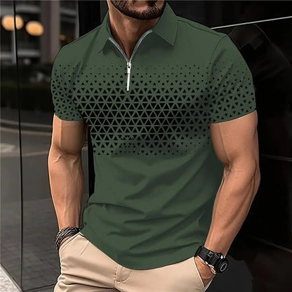 Summer T Shirts for Men 2024 Short Sleeve Men's Clothing Collar 3D Printing Plain Shirt Striped Polo Tees Fashion Pullover Tops