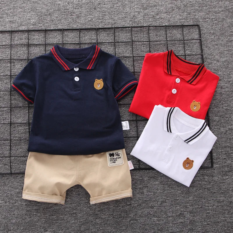 Baby Boy Clothes Summer Children Clothing Polo Shirt Sets Boys Short Toddler Sleeve T-shirt Kids Sports Suit 2pcs Cotton 1-5y (Available)