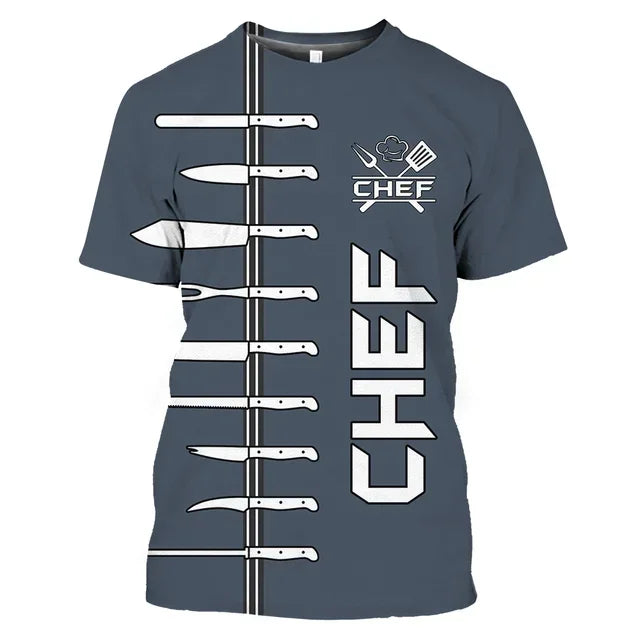 Summer Tide Fashion Chef's Knife Picture Men T-Shirts  Casual 3D Print Tees Hip Hop Personality Round Neck Short Sleeve Tops