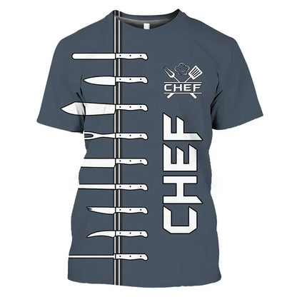 Summer Tide Fashion Chef's Knife Picture Men T-Shirts  Casual 3D Print Tees Hip Hop Personality Round Neck Short Sleeve Tops