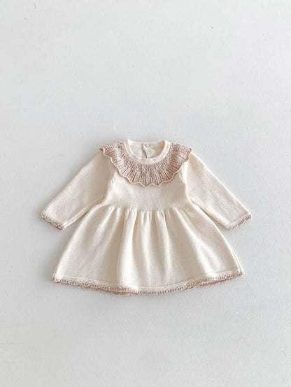 Dress for Baby Girls Soft Knitted Dress Autumn Winter Sweet Pink Princess Dress Girls Sweater Casual Baby Girl Clothing