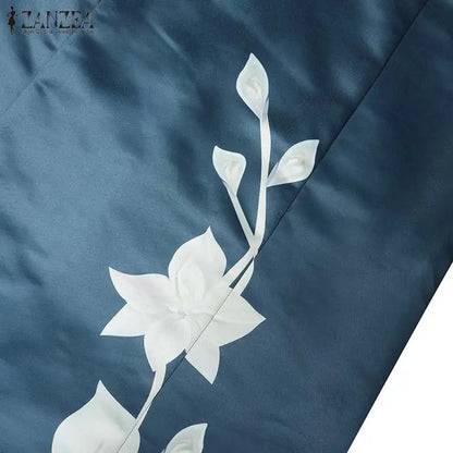 Women Elegant Party Dress Summer Casual Floral Work Vestidos Robe Sarafan 2024 ZANZEA Fashion Short Sleeve Embroidery Dresses