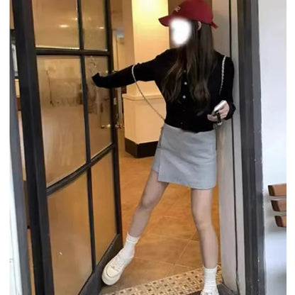 Autumn Long Sleeve Women Elegant Cardigan Sweater Slim Fit Solid Color O-neck Knitted Top Fashion Short Coat