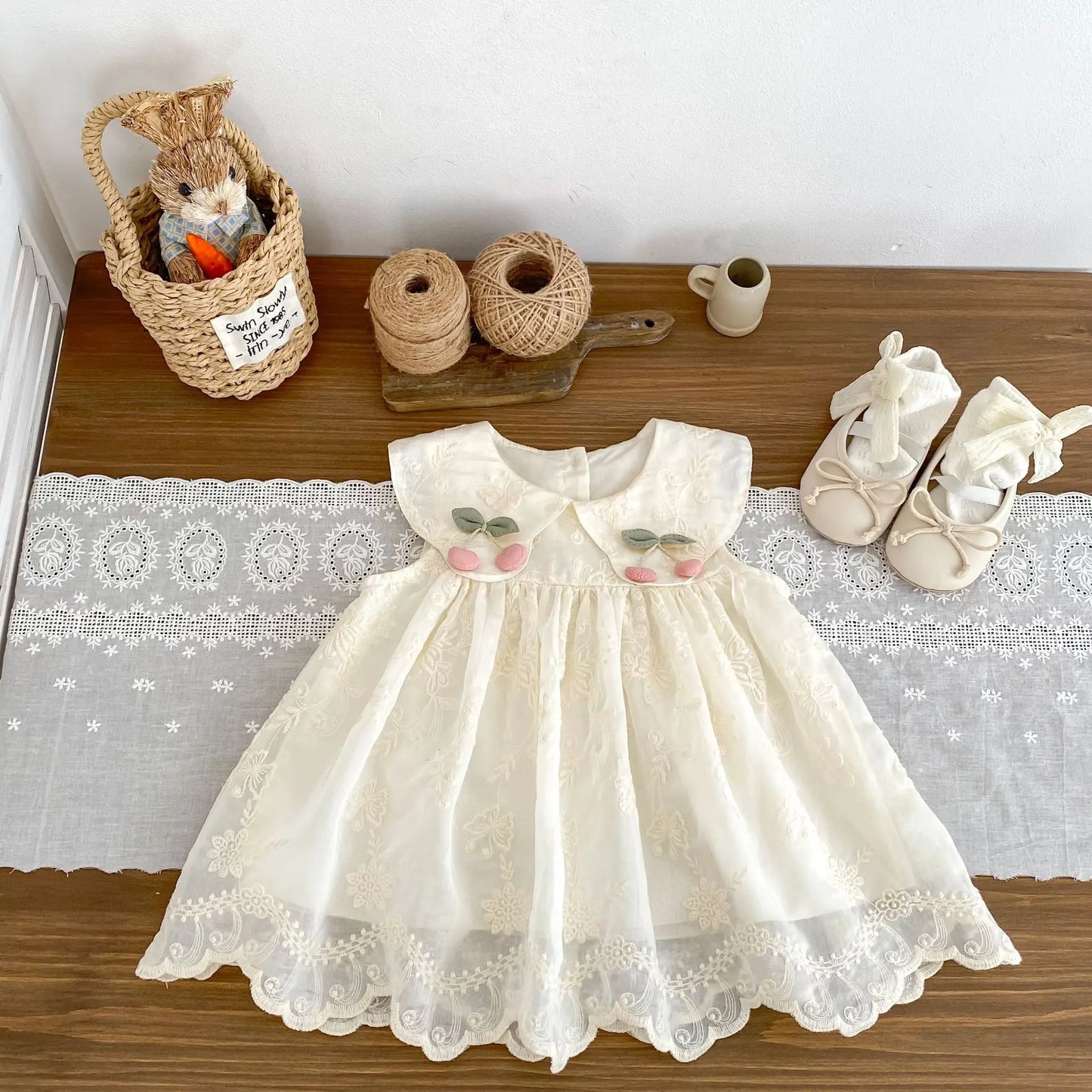 New Summer Dress for Girls, Sweet Flower Embroidered Princess Skirt, Lotus Leaf Edge Sleeveless Tank Top Skirt for Baby Girls