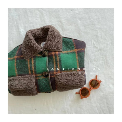 Autumn Winter Kids Boy's Clothes Baby Outfits Lamb Wool Cardigan Jacket Outerwear For Boys Baby Clothing Jackets Coats