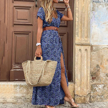 Long Dress for Women 2025 Summer Beach Bohemian Dresses Vestido Casual Robe Female Clothing Y2K Floral Skirt Elegant Maxi Dress